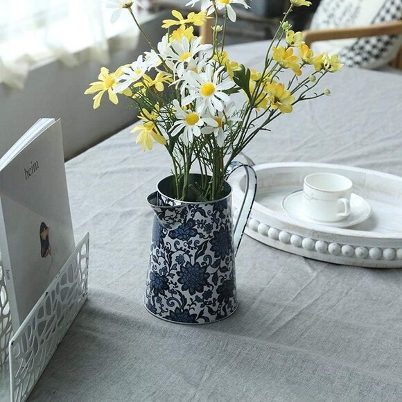 NEW Watering Can Galvanized Finish Metal Vase Country Rustic Pitcher - Picture 8 of 9